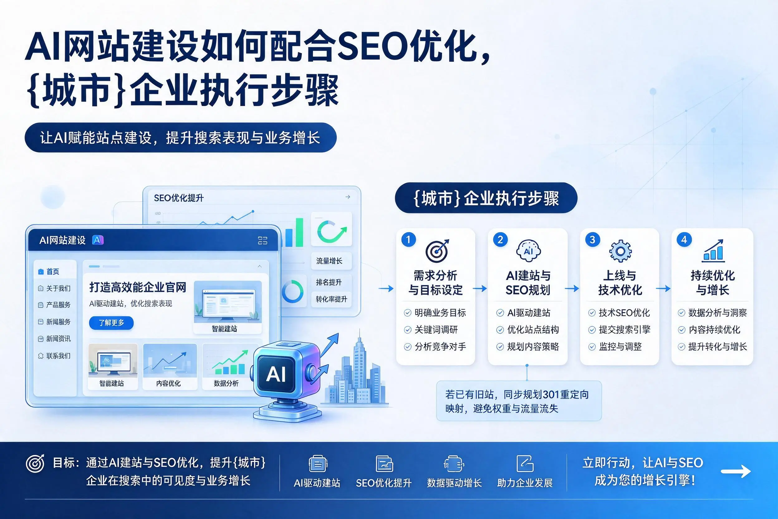 AI网站建设如何配合SEO优化，白城企业执行步骤