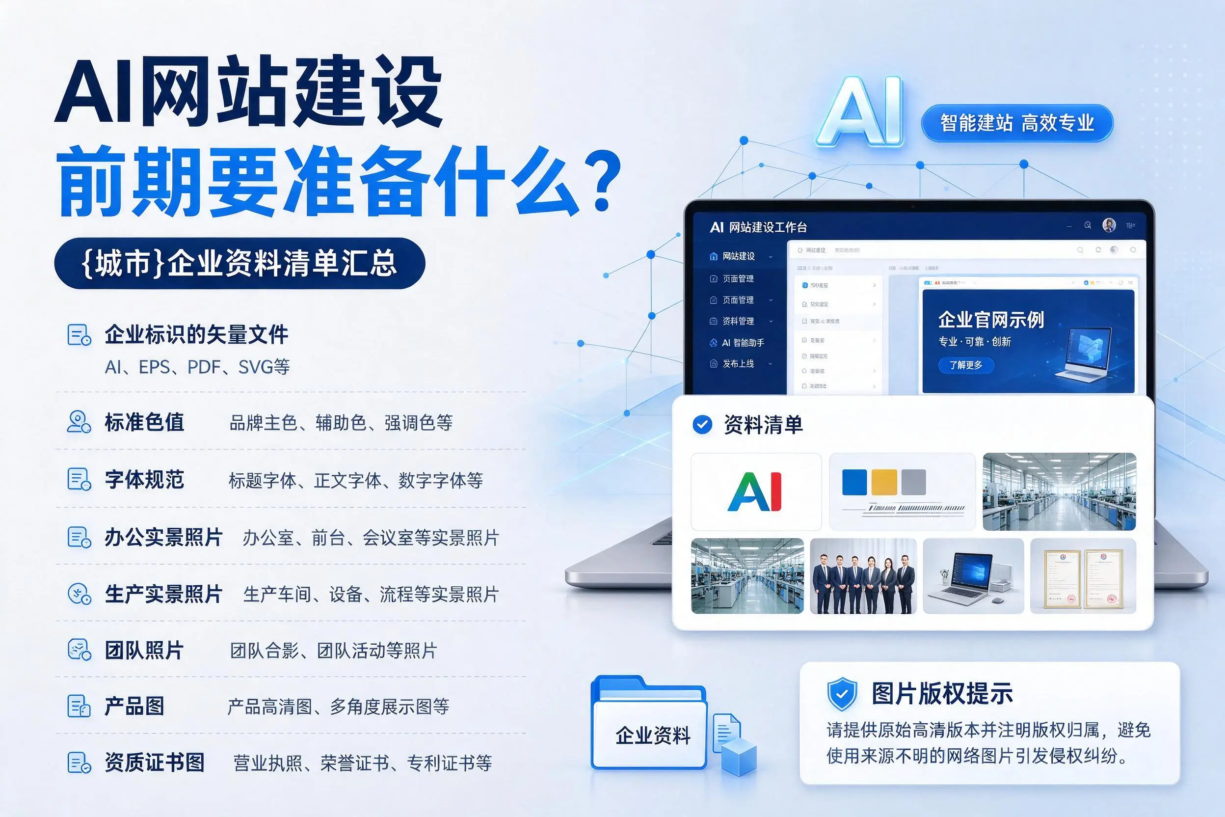 AI网站建设前期要准备什么？白城企业资料清单汇总